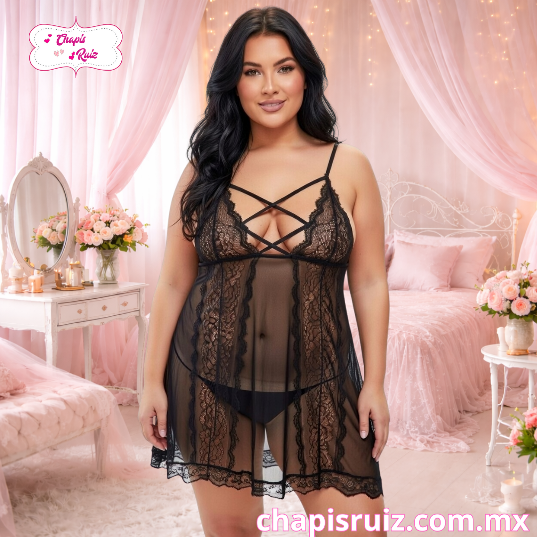BABYDOLL DE VESTIDO CON TRANSPARENCIAS PLUS
