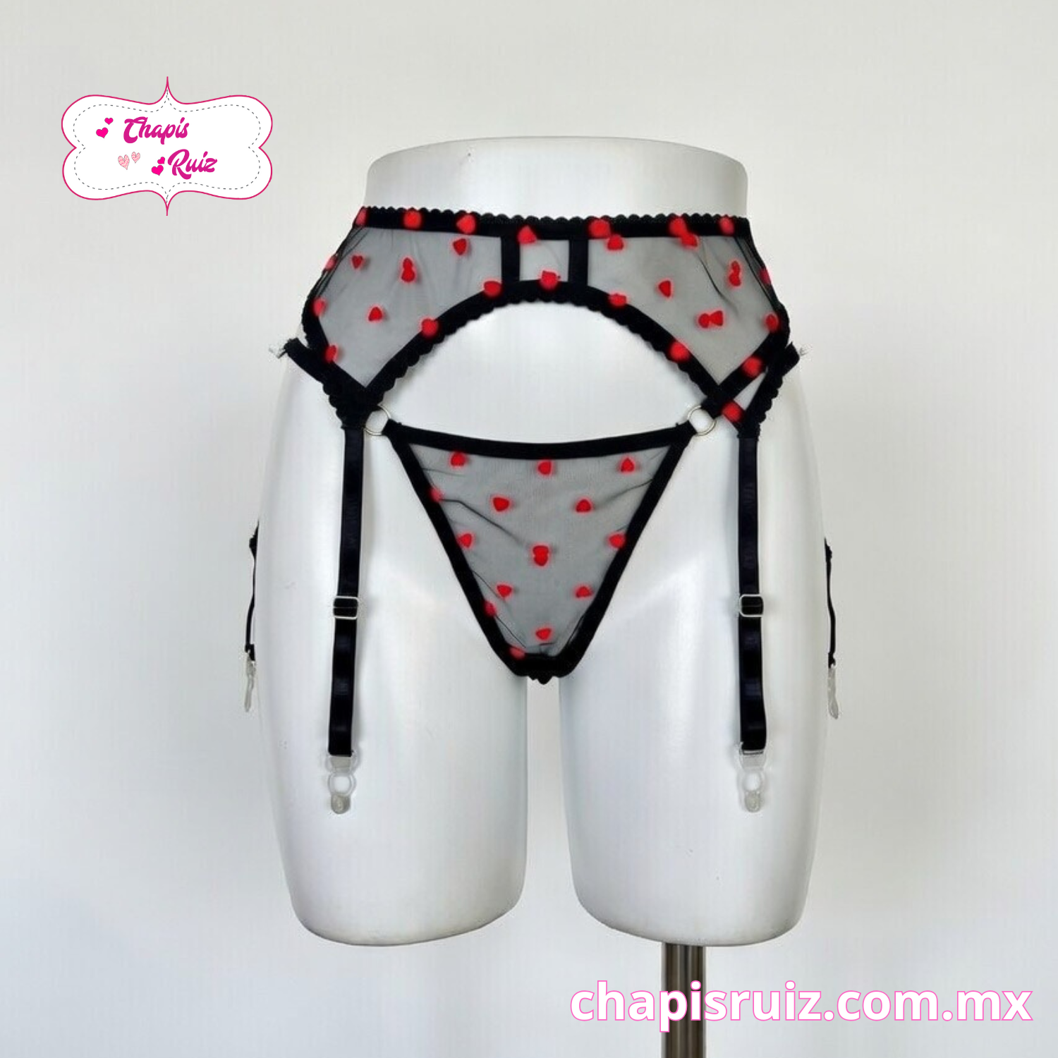 LIGUERO Y PANTIE DE CORAZONES