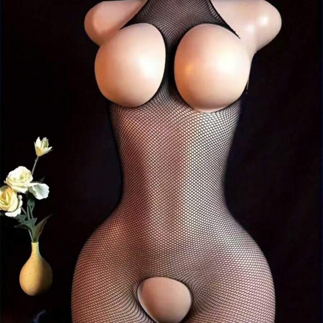 BODY DE RED NEGRO SIN MANGAS PECHOS Y ENTREPIERNA DESCUBIERTOS UNITALLA 2030