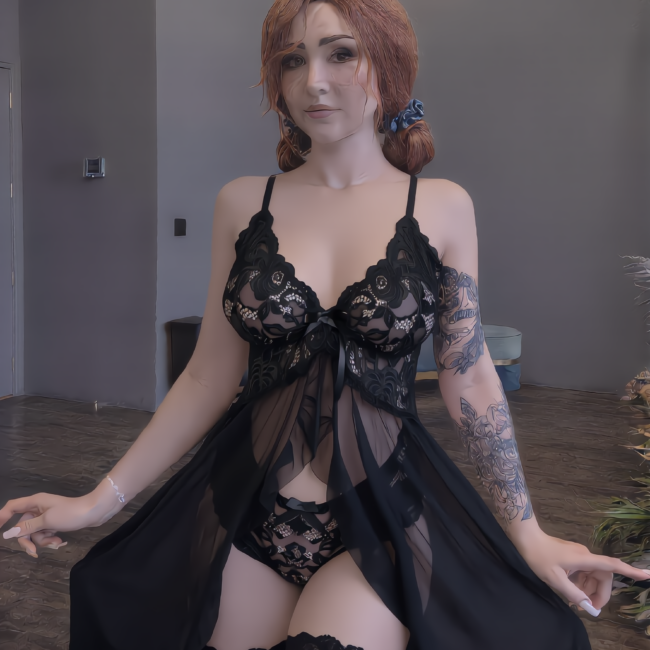 BABYDOLL TIPO BATITA CON TRANSPARENCIAS INCLUYE MEDIAS 2072