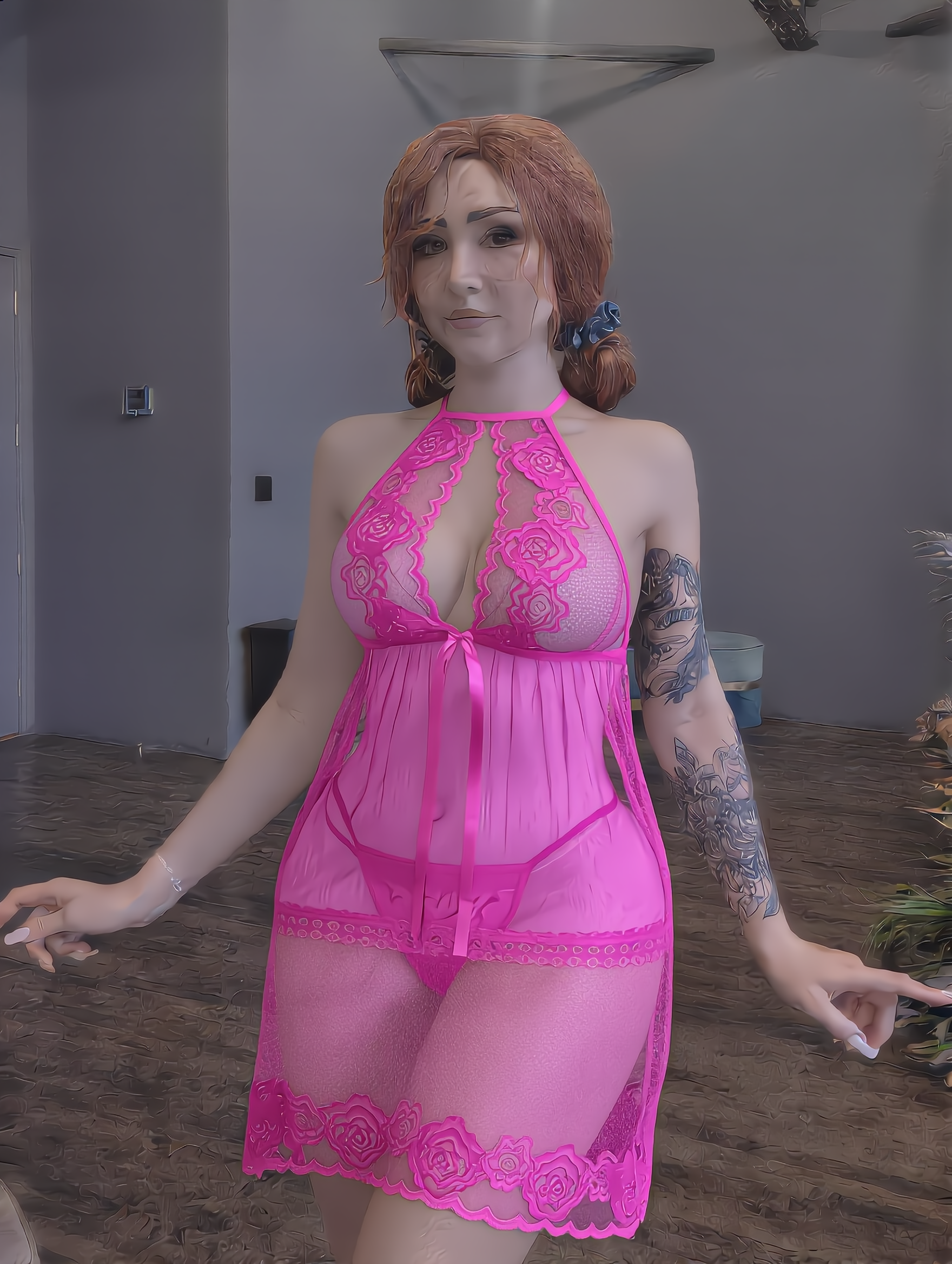 BABYDOLL TIPO VESTIDO CON TRANSPARENCIAS M