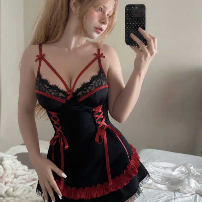BABYDOLL ENCAJE CARMESÍ 2131M